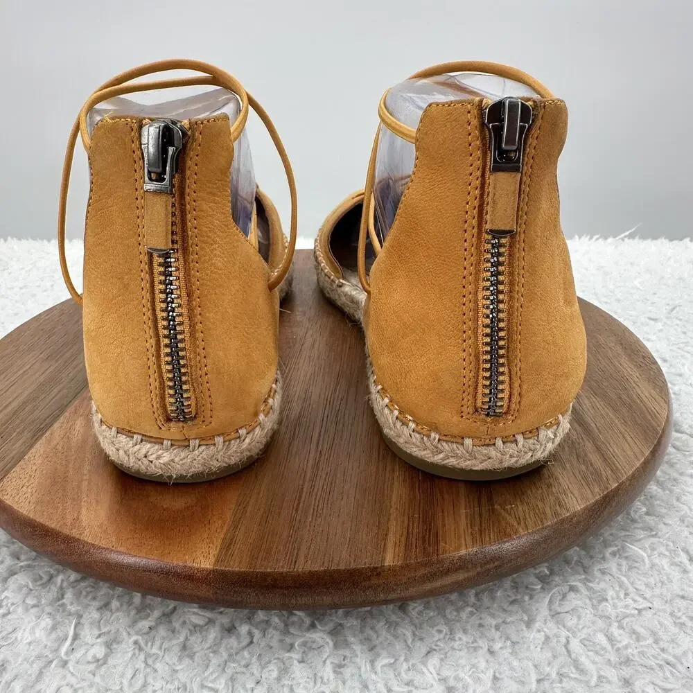 Eileen Fisher‎ Shoe Womens 8 Yellow Tan Suede Leather Elastic Flat Espadrilles
